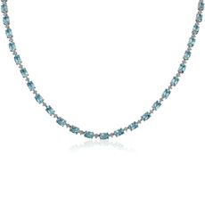 Oval blue topaz eternity necklace